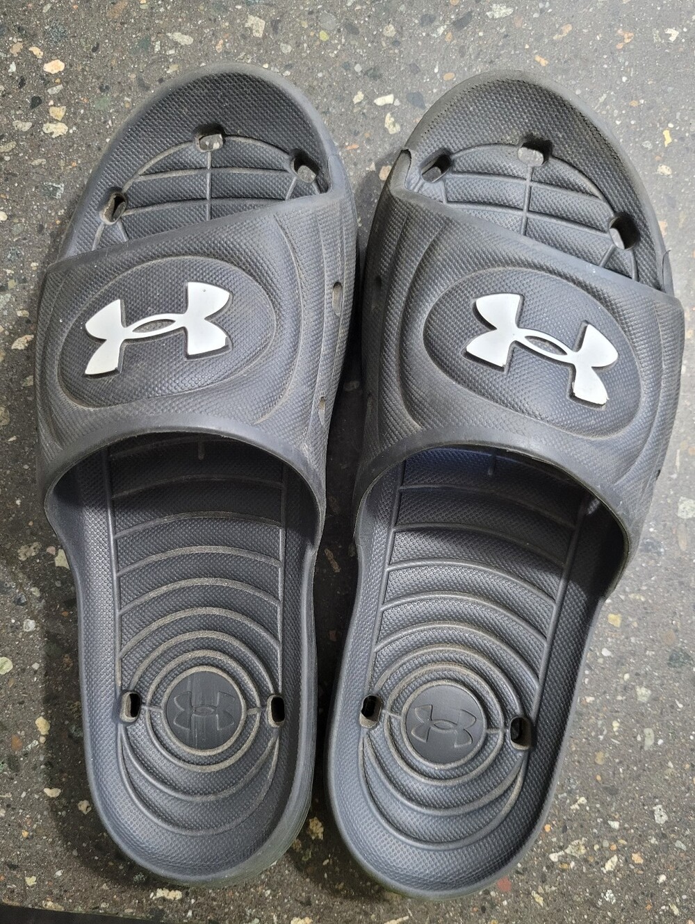 Under Armour Black Slide Sandals with White Logo